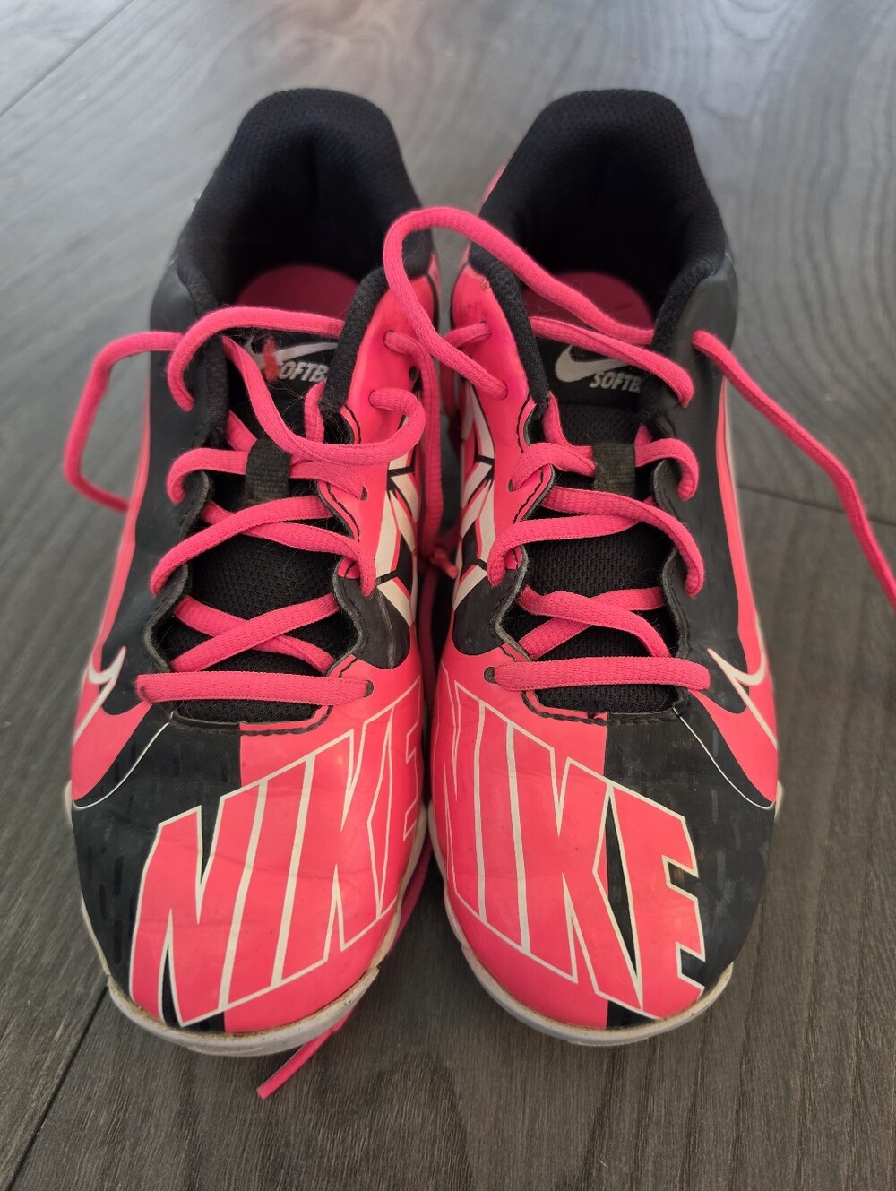 Nike Hyperdiamond 4 Girls Pink and Black Fastflex Softball Cleats